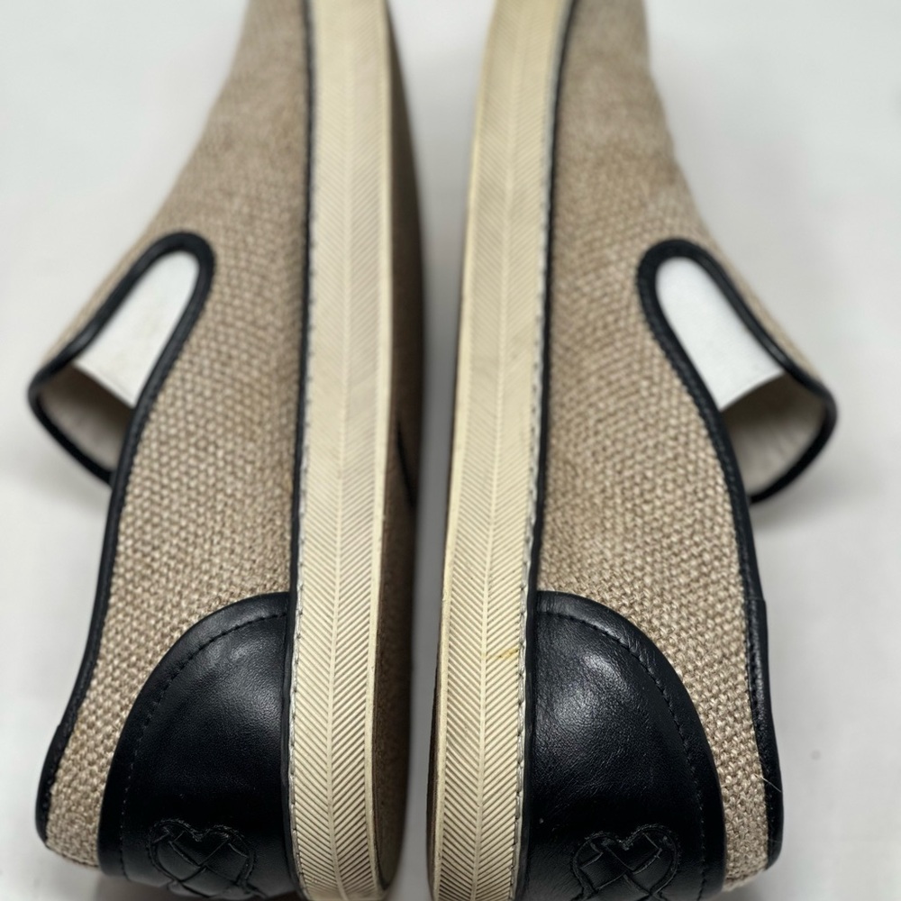 Bottega Veneta Beige/Black Jute and Leather Slip On Sneakers Size 37.5 - Picture 10 of 10